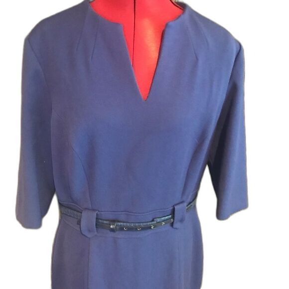 ANTONIO MELANI Twilight Blue Patricia Midi Knit Sheath Dress Women's Size 10 - Picture 6 of 8